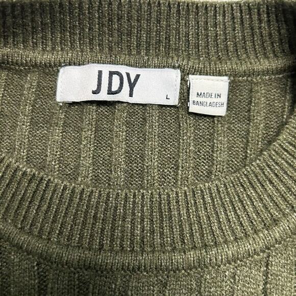 JDY Magna Rib Knit Midi Long Sleeve Bodycon Soft Sweater Dress Moss Green Large - Picture 6 of 13